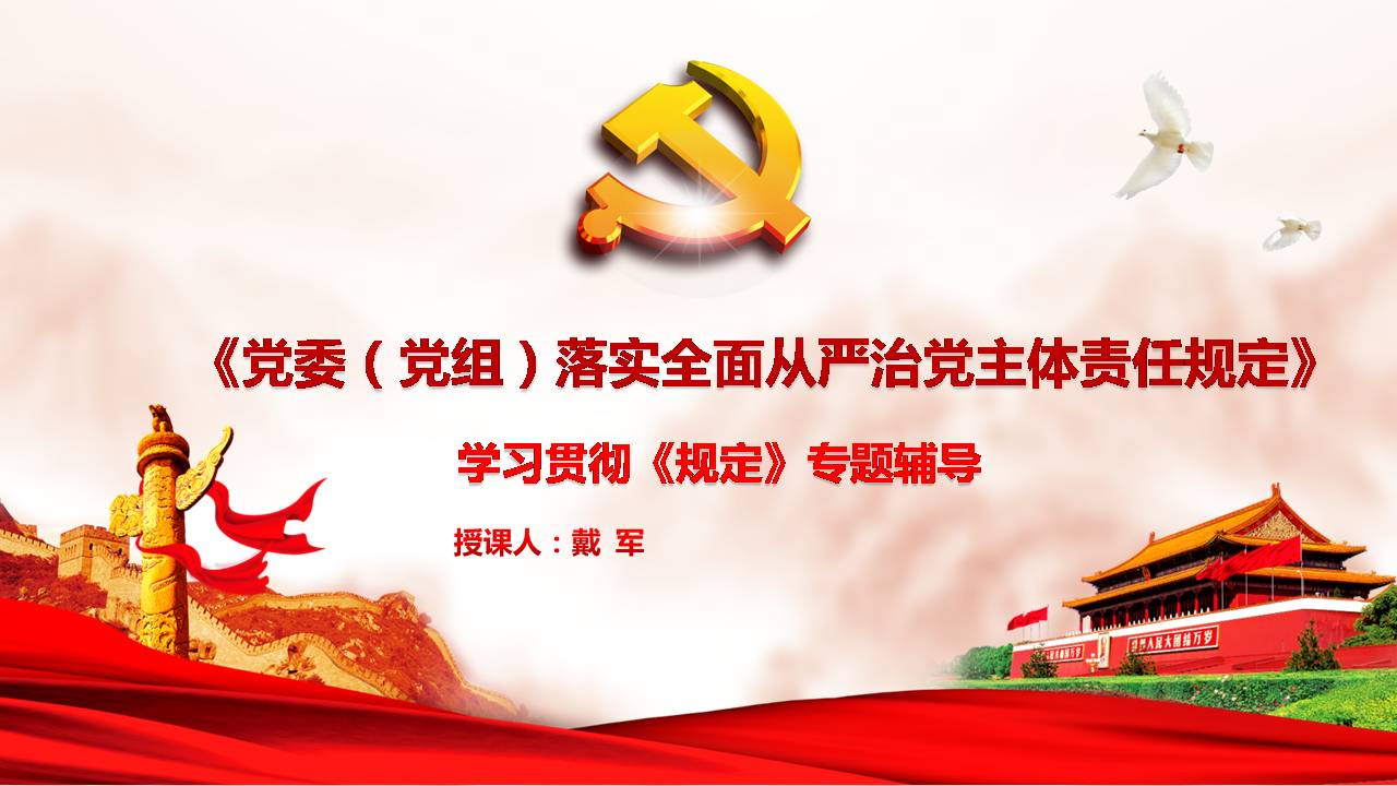 黨委黨組落實全面從嚴(yán)治黨主體責(zé)任規(guī)定專題輔導(dǎo)講稿 心得體會 a2020032801